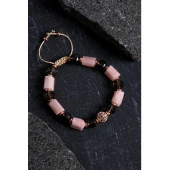 Sertifikalı Dumanlı Kuvars ve Opal Doğal Taş Bileklik