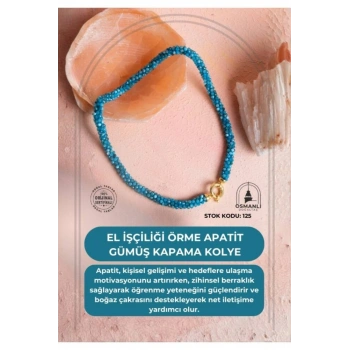 Sertifikalı El İşçiliği Örme Apatit Gümüş Kapama Kolye (SK:125)