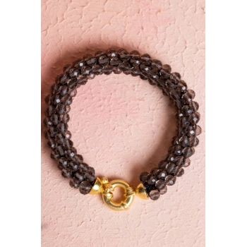 Sertifikalı El İşçiliği Örme Dumanlı Kuvars Gümüş Kapama Bileklik (SK:123)