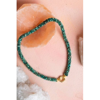 Sertifikalı El İşçiliği Örme Krizokol Gümüş Kapama Kolye (SK:104)