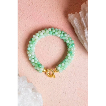 Sertifikalı El İşçiliği Örme Krizopras Gümüş  Kapama Bileklik (SK:120)