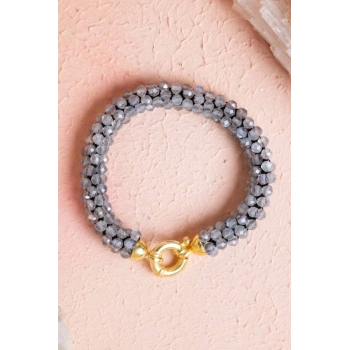 Sertifikalı El İşçiliği Örme Labradorit  Gümüş  Kapama Bileklik (SK:117)