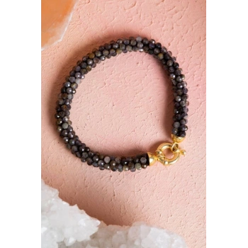 Sertifikalı El İşçiliği Örme Labradorit Gümüş Kapama Bileklik (SK:135)