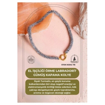 Sertifikalı El İşçiliği Örme Labradorit Kapama Kolye (SK:116)
