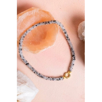 Sertifikalı El İşçiliği Örme Rutilli Kuvars Kapama Kolye (SK:110)