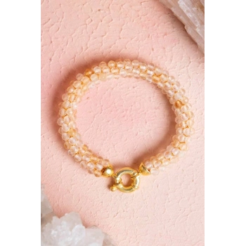 Sertifikalı El İşçiliği Örme Sitrin Gümüş Kapama Bileklik (SK:096)