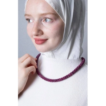 Sertifikalı El İşçiliği Örme Yakut Gümüş Kapama Kolye (SK:419)