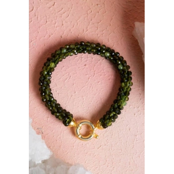 Sertifikalı El İşçiliği Örme Yeşim Gümüş Kapama Bileklik (SK:129)