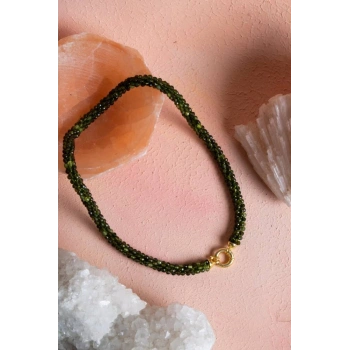 Sertifikalı El İşçiliği Örme Yeşim Gümüş Kapama Kolye (SK:127)