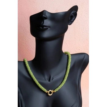 Sertifikalı El İşçiliği Örme Zebercet Gümüş Kapama Kolye (SK:098)