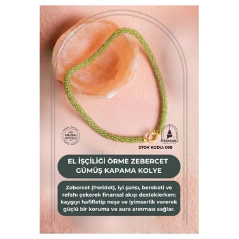 Sertifikalı El İşçiliği Örme Zebercet Gümüş Kapama Kolye (SK:098)