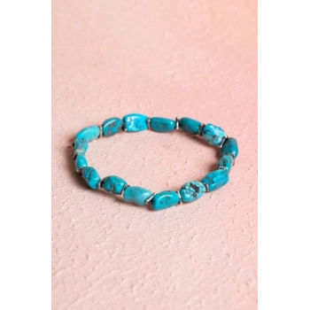 Sertifikalı Fieruze(Turkuaz) Gümüş Aparatlı Doğal Taş Bileklik (SK:028)