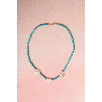 Sertifikalı Firuze(Turkuaz) , Ay Taşı Gümüş Aparatlı Doğal Taş Kolye (SK:034)