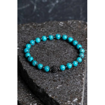Sertifikalı Firuze (Turkuaz)Doğal Taş bileklik 6MM 037