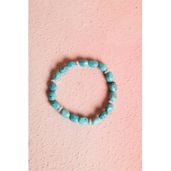 Sertifikalı Firuze(Turkuaz) Gümüş Aparatlı Doğal Taş Bileklik (SK:032)