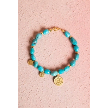 Sertifikalı Firuze(Turkuaz) Lale Gümüş Aparatlı Doğal Taş Bileklik (SK:030)