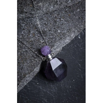 Sertifikalı Florit Doğal Taş Esans Şişesi Kolye