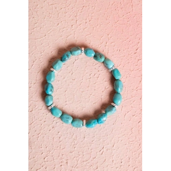 Sertifikalı Gümüş Aparatlı Fieruze(Turkuaz) Doğal Taş Bileklik (SK:029)