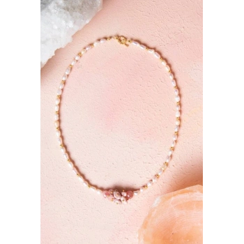 Sertifikalı Güneş Taşı, İnci Doğal Taş Kolye (SK:242)