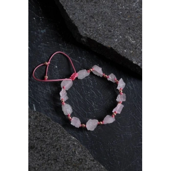 Sertifikalı Ham Pembe Kuvars Doğaltaş Bileklik