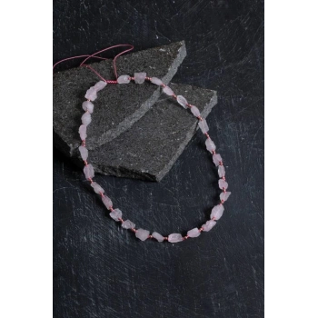 Sertifikalı Ham Pembe Kuvars Doğaltaş Kolye