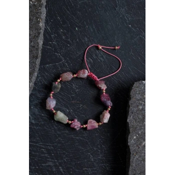 Sertifikalı Ham Turmalin Doğal Taş Ayarlanabilir Bileklik
