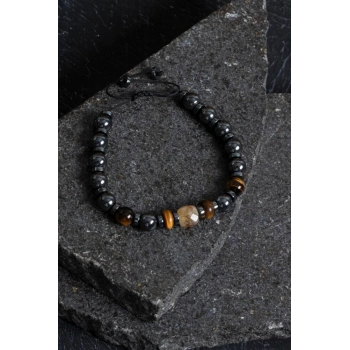 Sertifikalı Hematit Kaplan Gözü ve Sitrin Bileklik