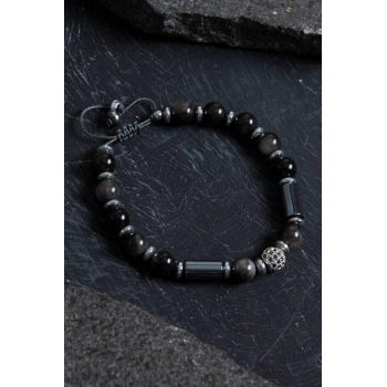 Sertifikalı Hematit ve Obsidyen Doğal Taş Bileklik