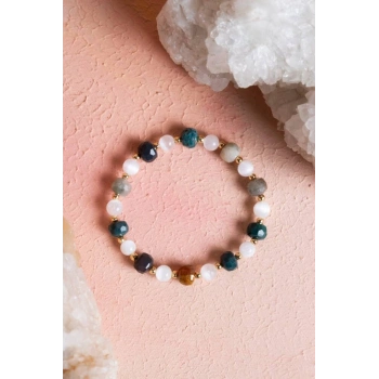 Sertifikalı Hint Akik, Selenit Doğal Taş Bileklik (SK:088)