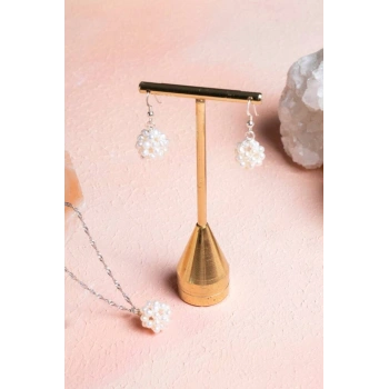 Sertifikalı İnci Doğal Taş Kolye Küpe Set