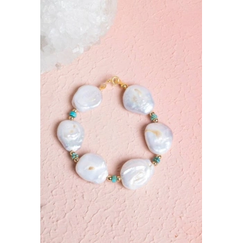 Sertifikalı İnci, Turkuaz Doğal Taş Bileklik