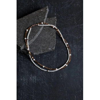 Sertifikalı İnci ve Hematit Doğaltaş Kolye