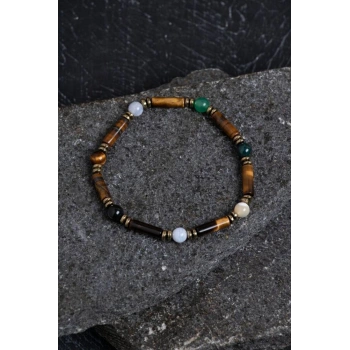 Sertifikalı Kaplan Gözü, Aventurin ve Kalsedon Yengeç Bilekliği