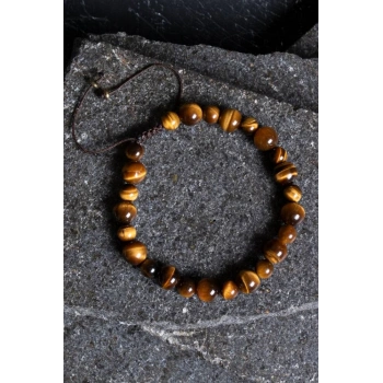 Sertifikalı Kaplan Gözü Doğal Taş Makrome Bileklik / 6-8 mm (SK:192)