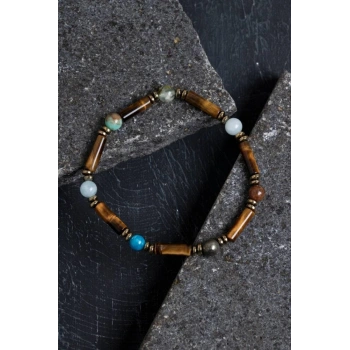 Sertifikalı Kaplan Gözü ve Doğal Taş Terazi Burcu Erkek Bileklik