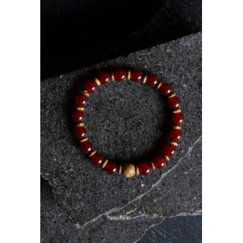 Sertifikalı Kırmızı Akik, Odun Jasper Doğal Taş Bileklik (SK:171)
