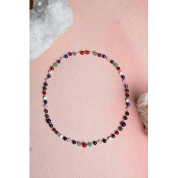 Sertifikalı Kırmızı Akik, Yeşil Aventurin, Lapis, Pembe Kuvars, Ametist, Havlit, Yeşim, Shungite Kız Öğrenci Kolye