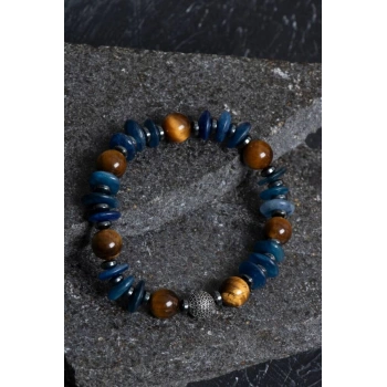 Sertifikalı Kiyanit, Kaplan Gözü Gümüş Aparat Doğal Taş Bileklik