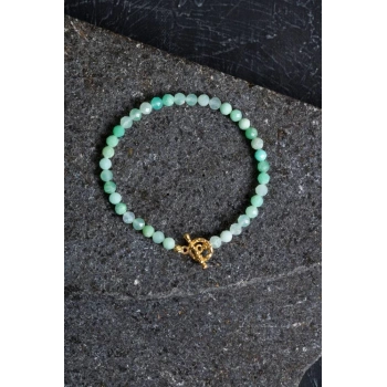 Sertifikalı Krizopras Altın Kaplama Gümüş Aparat Doğal Taş Bileklik