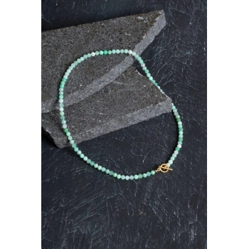 Sertifikalı Krizopras Altın Kaplama Gümüş Aparat  Kolye