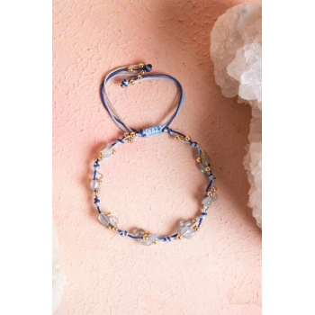 Sertifikalı Labradorit, Hematit Doğal Taş Makrome Bileklik (SK:081)