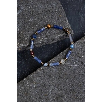 Sertifikalı Lapis, Sodalit ve Bronzit Aslan Burcu Bileklik