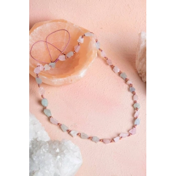 Sertifikalı Morganit Doğal Taş Makrome Kolye (SK:092)