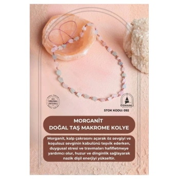 Sertifikalı Morganit Doğal Taş Makrome Kolye (SK:092)