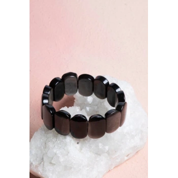 Sertifikalı Obsidyen Geniş Kesim Doğal Taş Bileklik