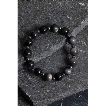 Sertifikalı Obsidyen, Hematit Doğal Taş Bileklik
