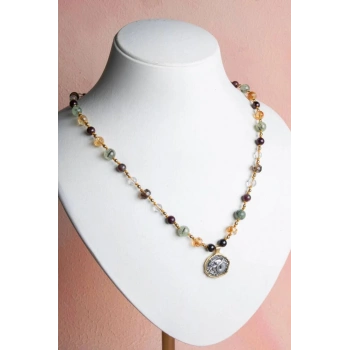 Sertifikalı Oğlak Burcu Doğal Taş Makrome Kolye