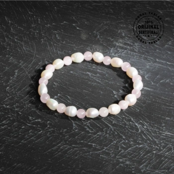 Sertifikalı Osmanlı İnci ve Kunzit Taş Bileklik – Saflık ve Zarafet