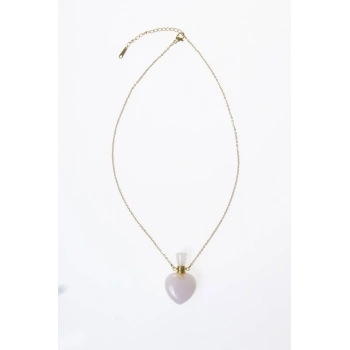 Sertifikalı Pembe Kuvars Doğal Taş Esans Şişesi Kolye