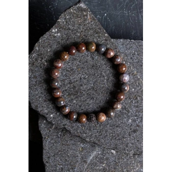 Sertifikalı Pitersit Zirkon Aparatlı Doğal Taş Bileklik-8 mm (SK:204)